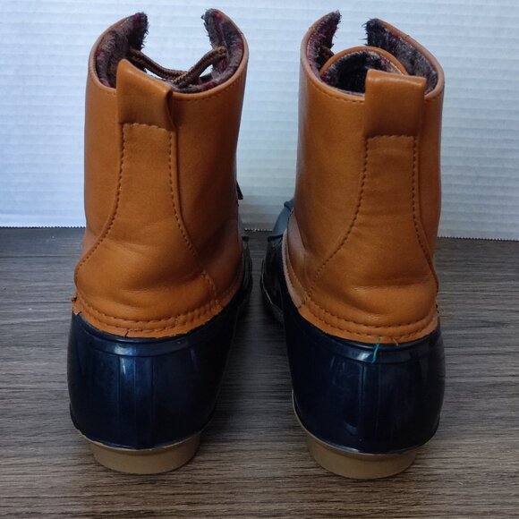 Wild Diva rain boots waterproof navy blue bottom brown top women's size 7 - Picture 4 of 13